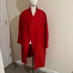 Tahari Stylish Red Open Front Coat